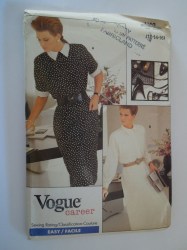 7152 EZ VOGUE CAREER SS-LS STRAIGHT- FLARE DRESS LENGTHS PATTERN 12-16; 18-22 CHOICE uncut